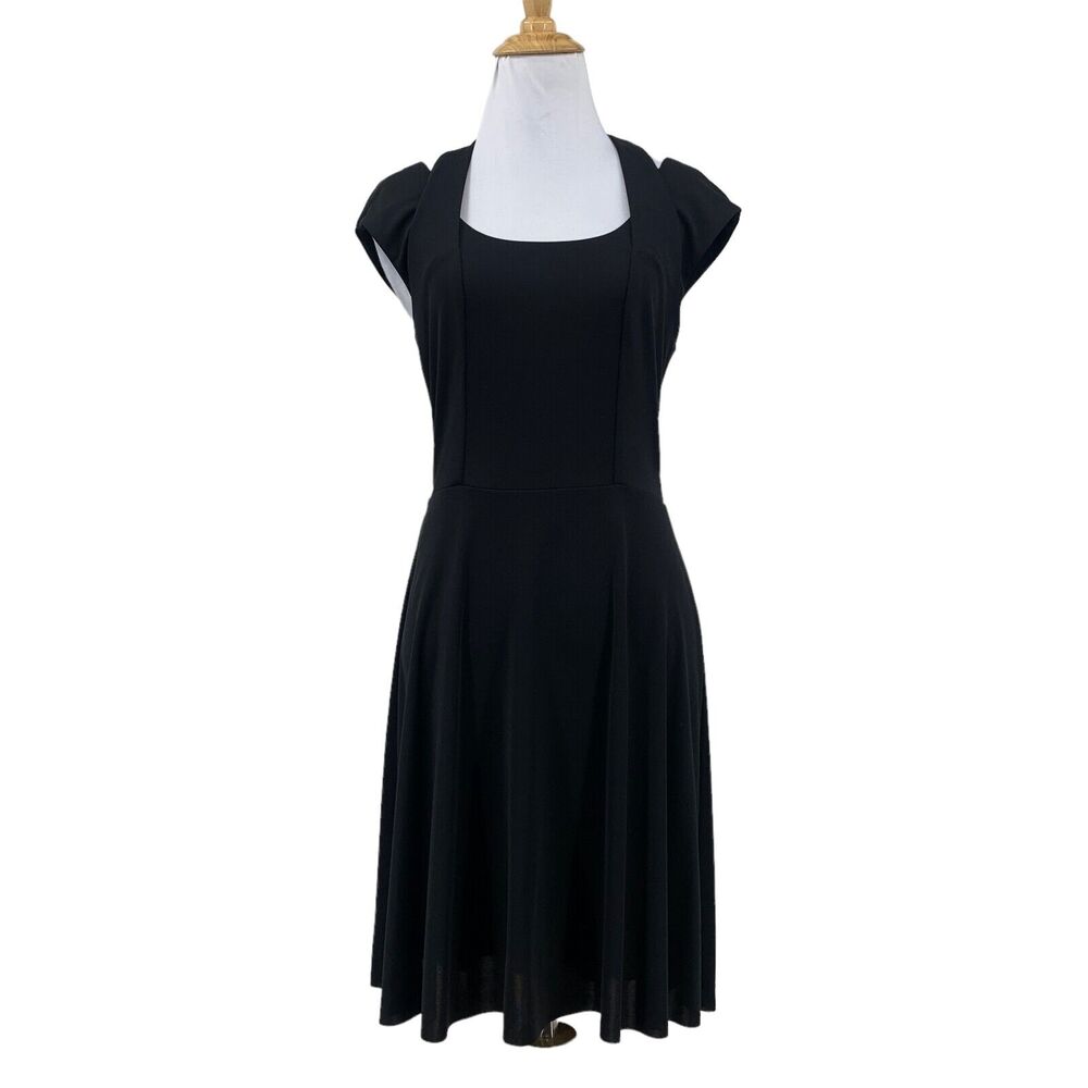 Bailey 44 Cutout Dress Women S Small Black Fit & Flare Lined Cap Sleeves Stretch